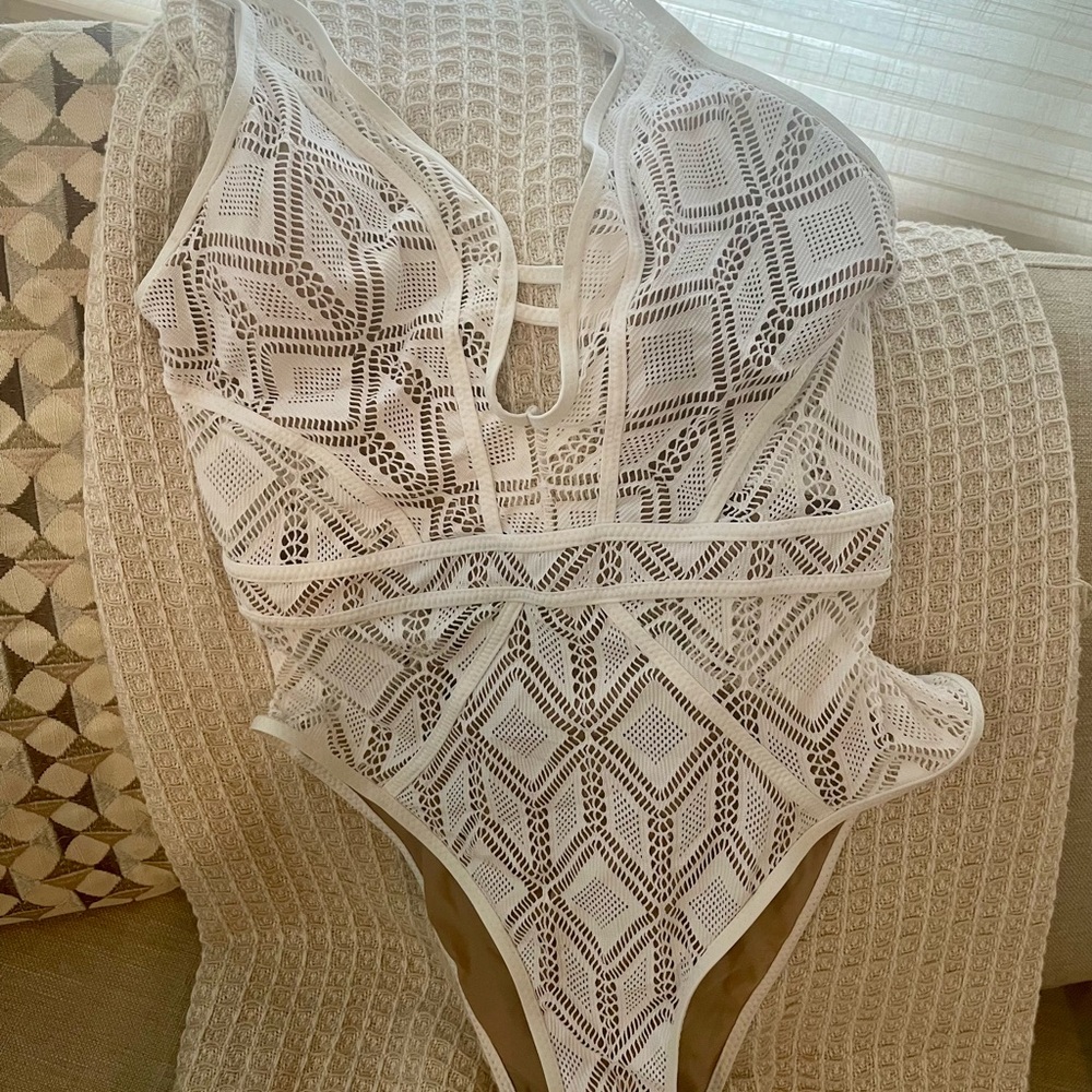 BECCA White Lace One Piece Swimsuit